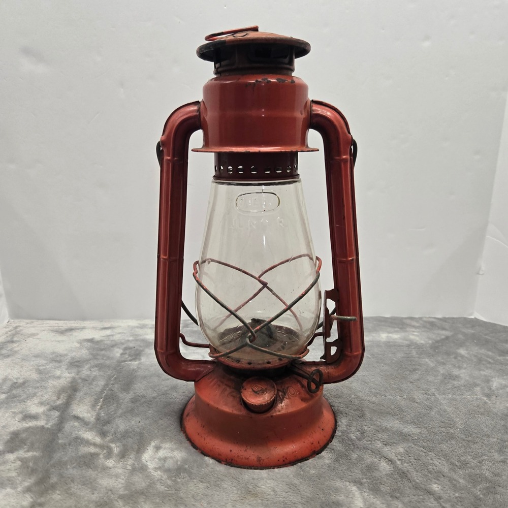 Vintage Dietz Junior Kerosene Lantern Red Metal Rustic Farmhouse Decor 12 Inch